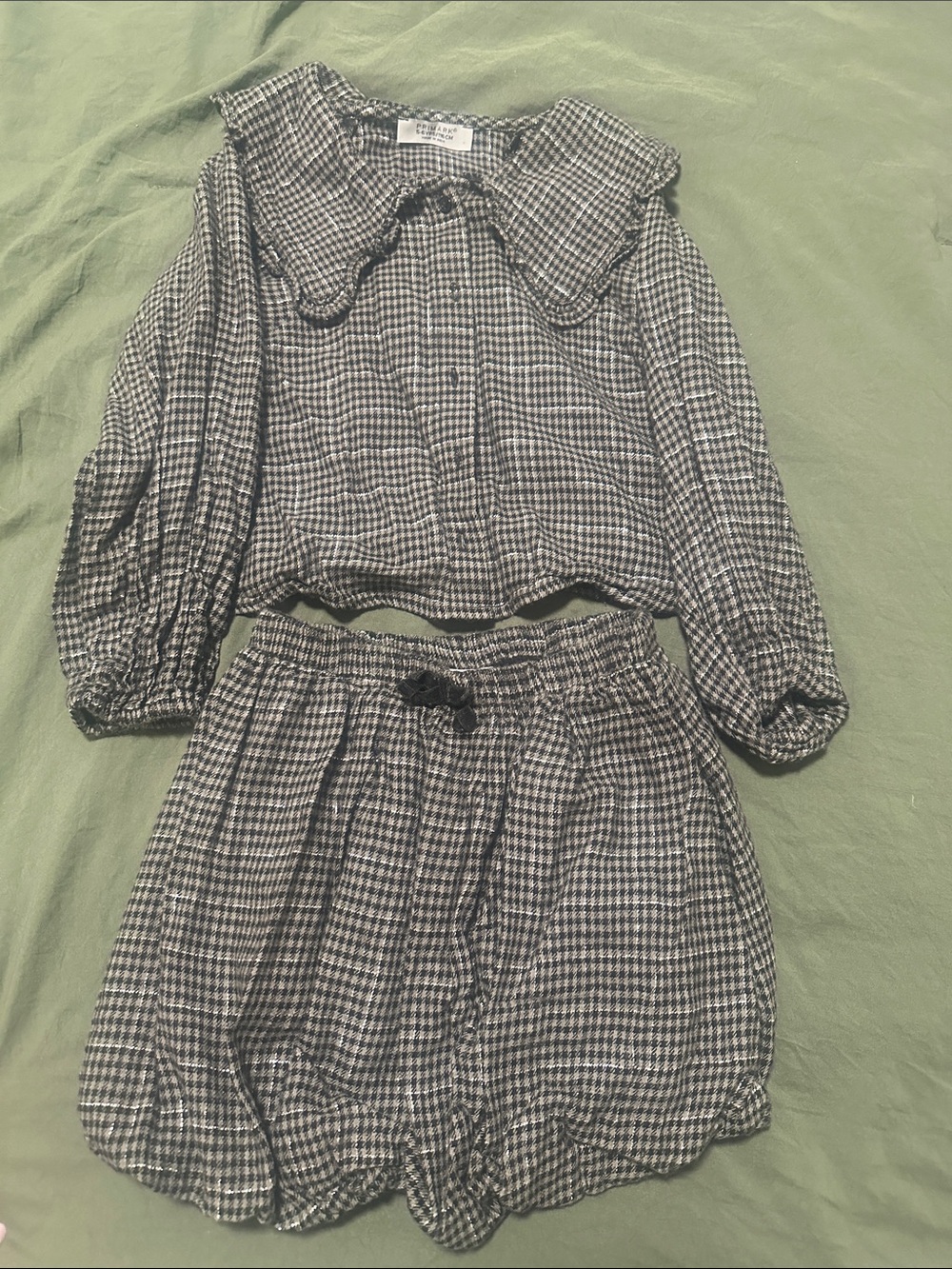 Primark Black & White Gingham Button-Down Top and Shorts Set